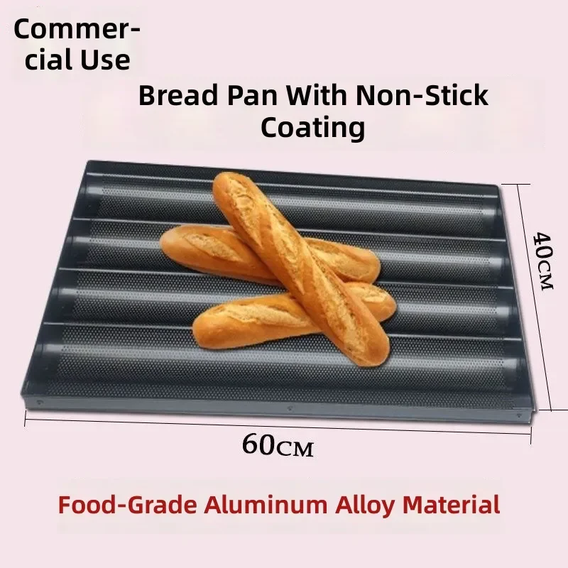 for Baguette Non-stick Baking Pan 4 5 Slots Wave U-shaped Mold Commercial 60x40cm Bread Tray
