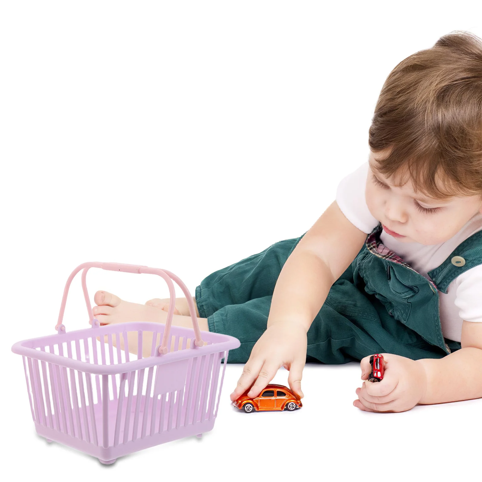 6 قطعة سلال التسوق الملونة معكرون سلة البقالة البلاستيكية الصغيرة المحمولة للأطفال التظاهر اللعب لعب الأدوار الفاكهة