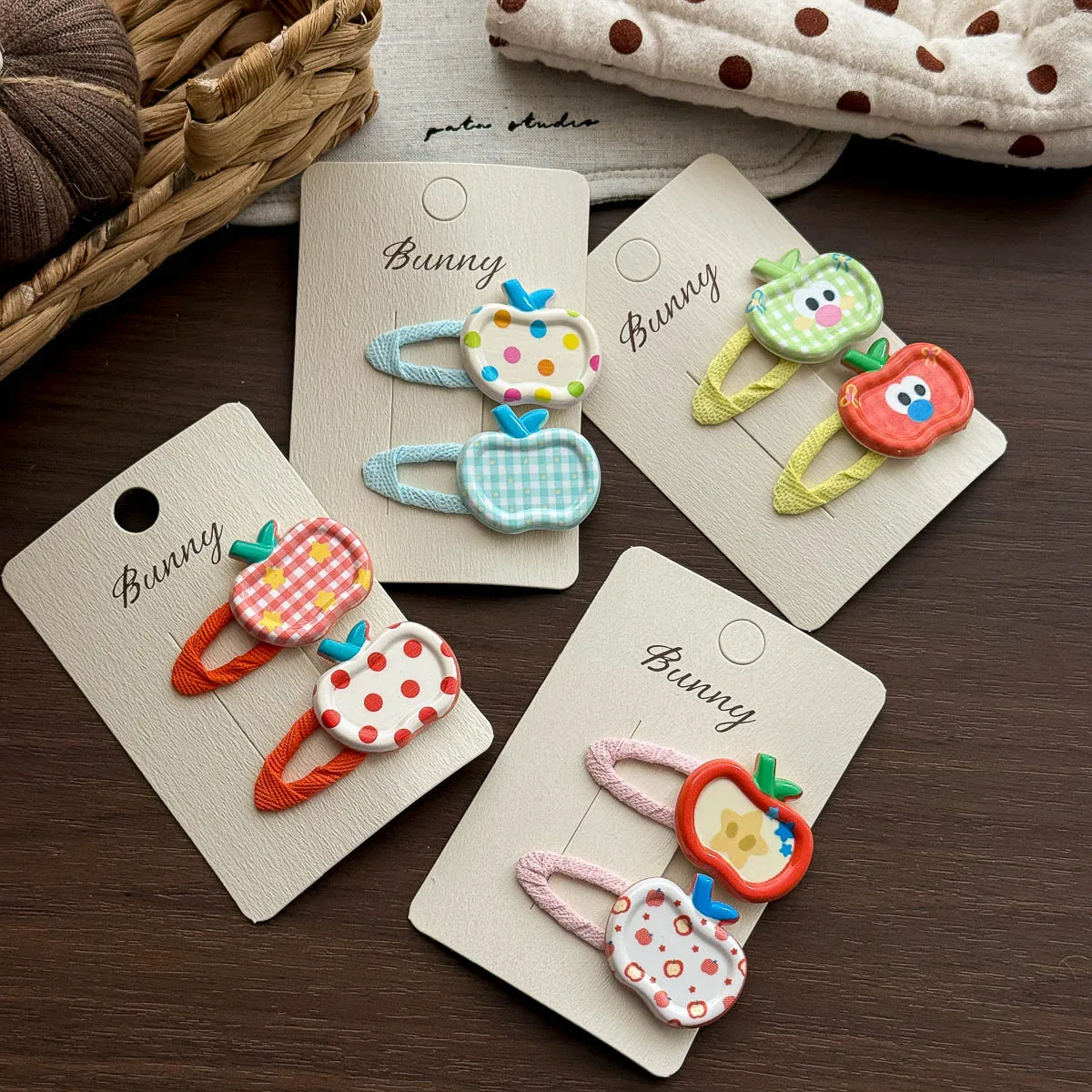 2pcs Korean Cartoon Hairpin Hair Clip Girls Barrettes Headwear Bangs Side Clip Ponytail Holder Rubber Band Kid Hair Accessories