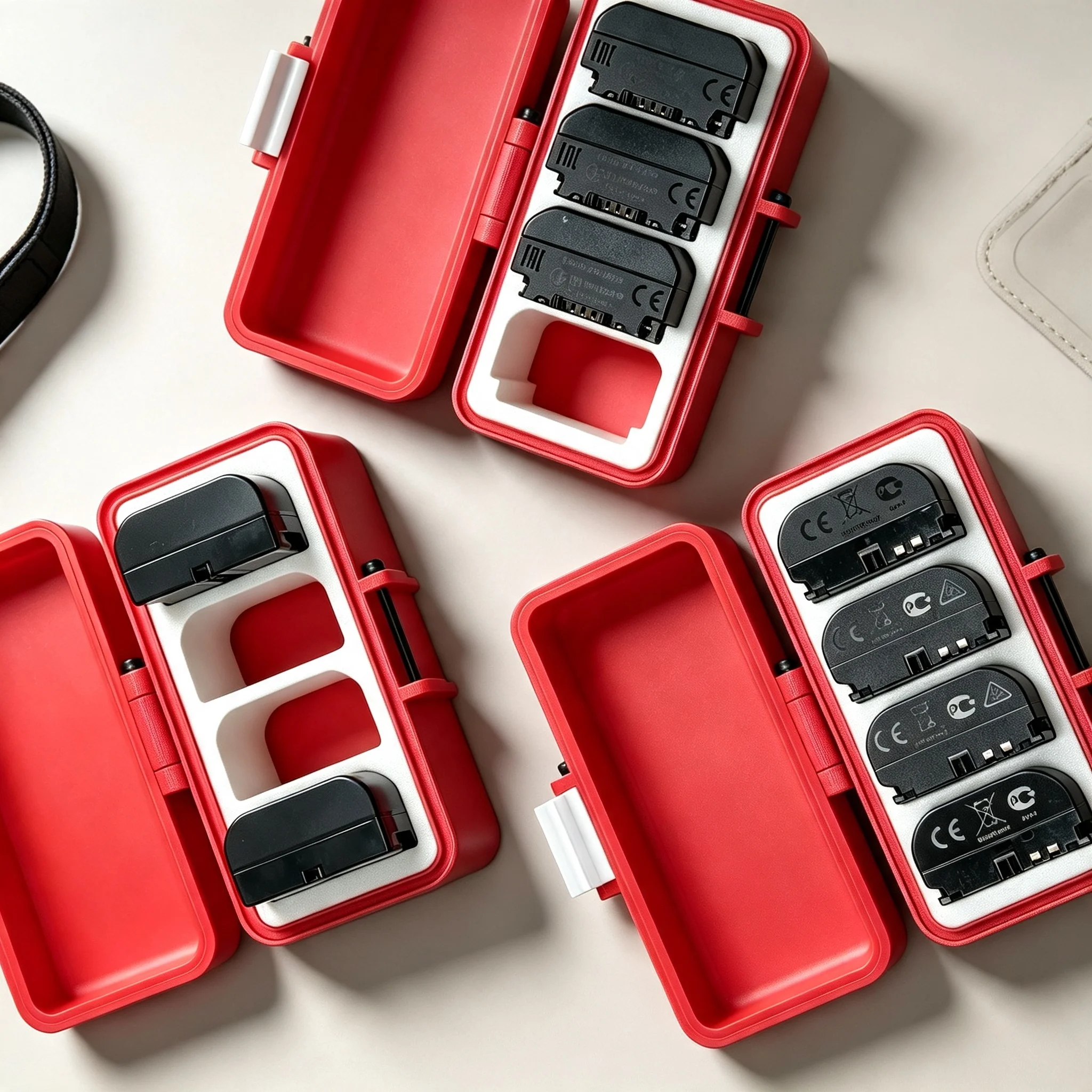 Camera Portable Mirrorless Battery Storage Case 4 Slots 3D Printed Chinese Red For FZ100 LP E6 Camera Battery Holder Box