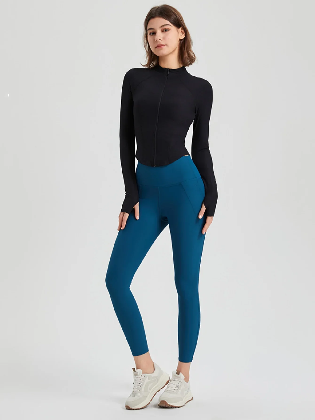 요가복, 여성 가을 겨울 스포츠 상의, 슬림핏 지퍼, 캐주얼 긴팔 재킷, 런닝 및 피트니스 의류