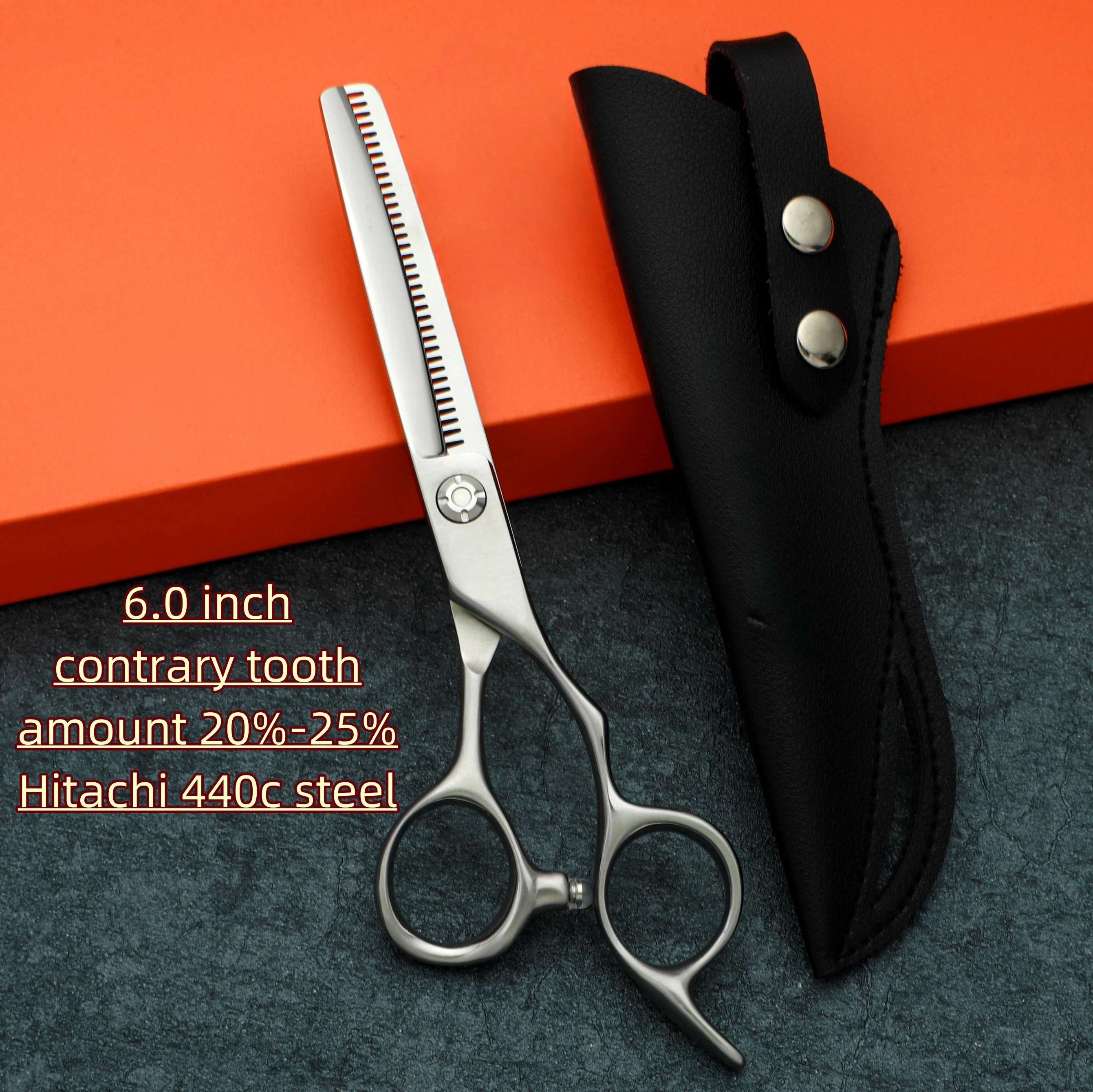 Professional barber scissors，contrary tooth thinning shears，6.0 inch Hitachi steel hair sissors，High-end Barbershop accessories