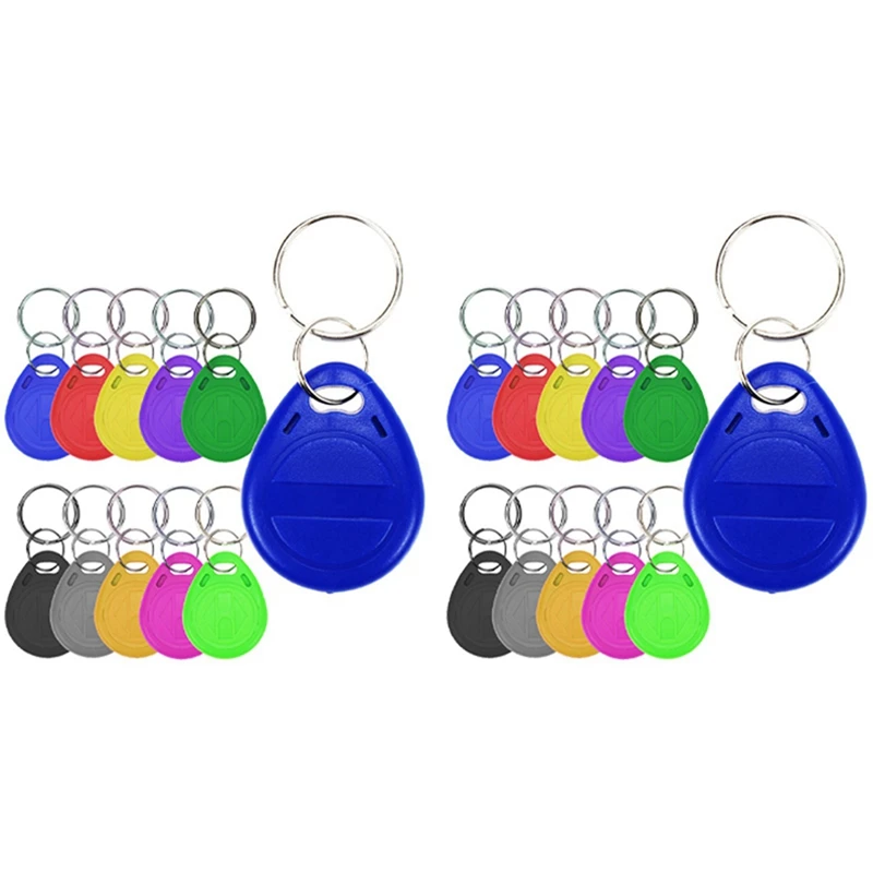 ABFT-100Pcs T5577 Blank Key Tag RFID Chip Ring Cards Tags Keytag 125 Khz Copy Rewritable Writable Duplicate