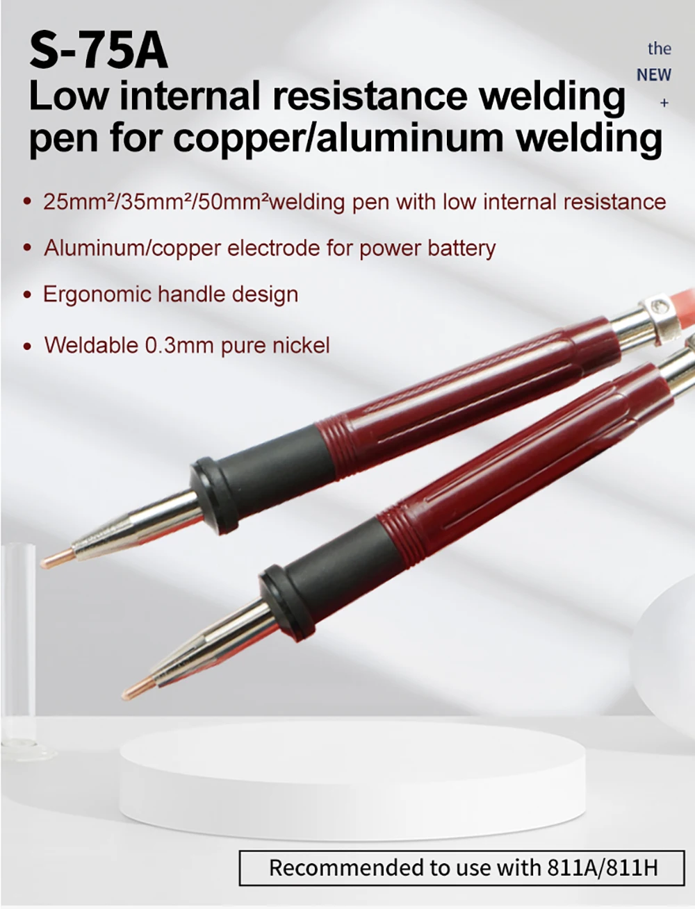 Bolígrafo de soldadura por puntos de alta potencia, Pluma de soldadura por puntos dividida de 75A, batería única grande de pulso, máquina de