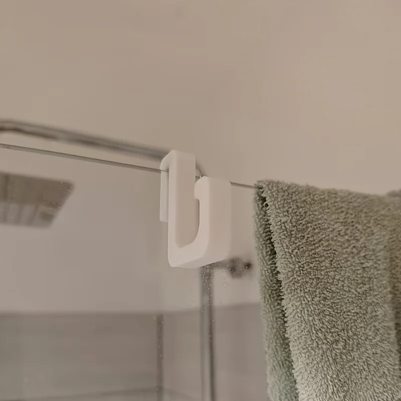 Shower Hooks No Drilling Wall Mounted Plastic Bathroom Hook For 8mm Glass DoorPartition Towel ClothesHanger Glass Door Organizer