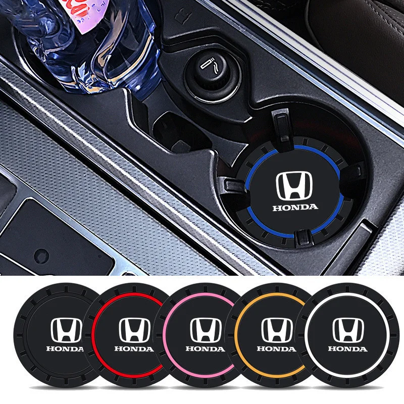 2pcs Silicone Car Coasters Water Cup Slots Non-Slip Mat Drink Pads For Honda Mugen Power Civic Accords CRV Hrv Jazz CBR VTEC VFR