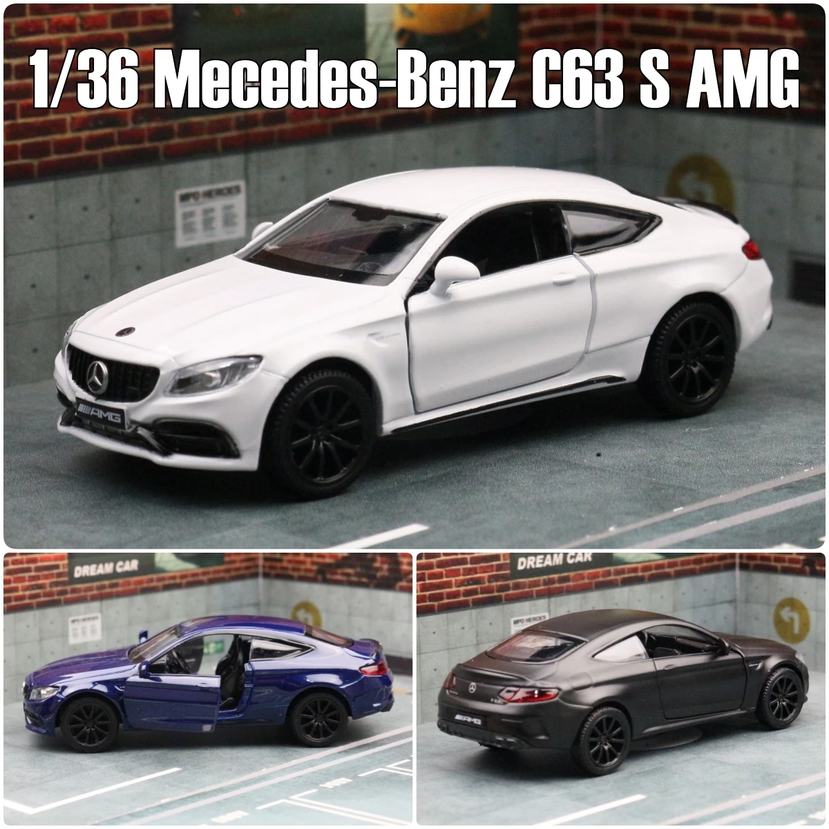 1/36 mercedes-benz C63 S AMG c-class oyuncak araba modeli çocuklar için RMZ şehir Diecast minyatür 5 \'\'geri çekin koleksiyonu hediye Boys