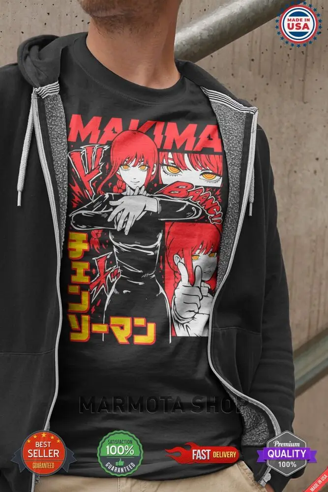 Makima Chainsaw Man Shirt Waifu Ecchi Anime Tee T-Shirt Sexy Power Kawaii Devil