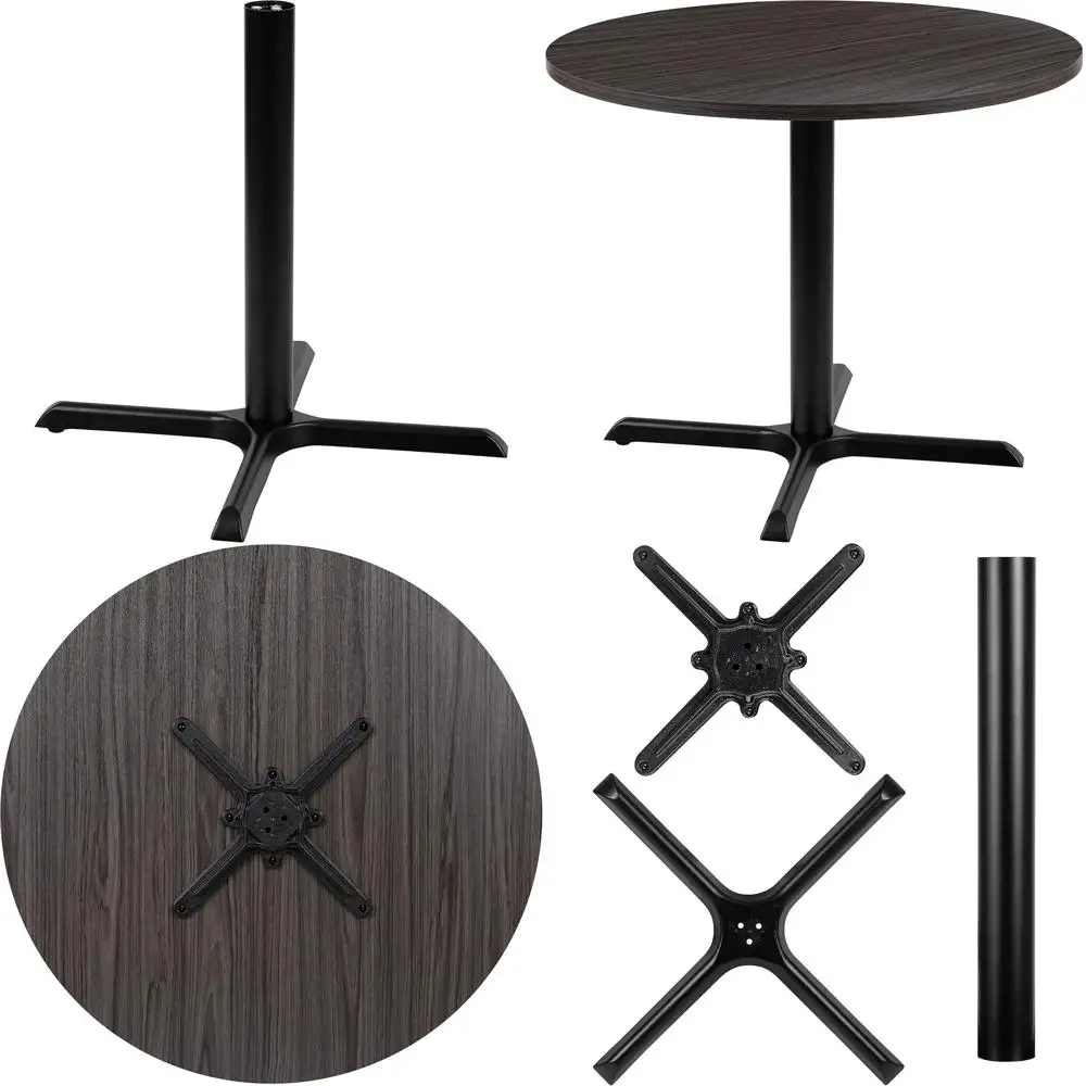 

36 Rustic Gray Multi-pose Round Conference Table by EMMA + OLIVER for Meetings and Office