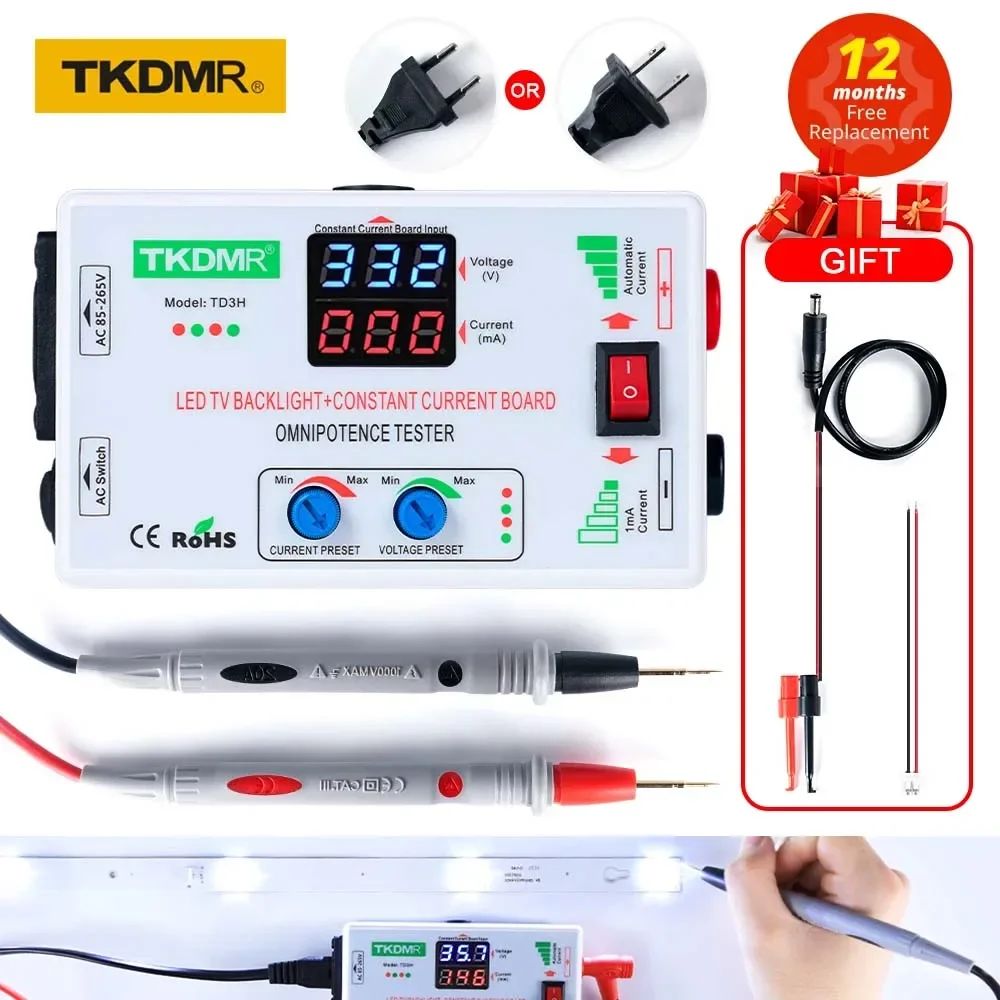 TKDMR-Testeur de rétroéclairage LED Smart-Fit, panneau de courant constant réglable, perle de lampe, réglage manuel de la tension, TV, 0-330V