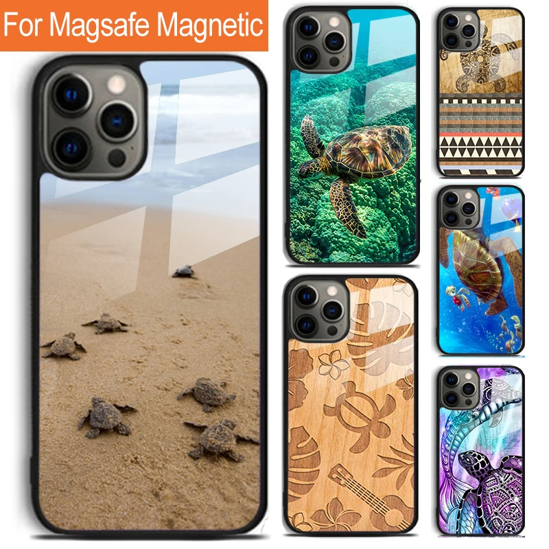 Baby Sea Turtles Beach Phone Case For iPhone 16 15 14 13 12 11 Pro Max Plus Magsafe Magnetic Wireless Charging Cover