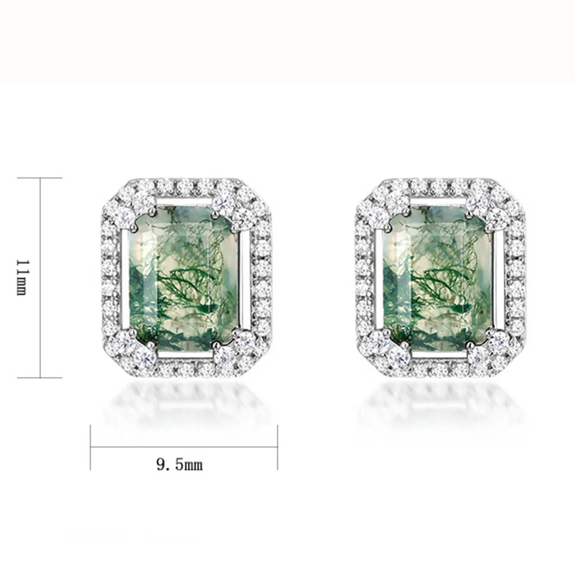 Beautiful 925 Sterling Silver Stud Earrings for Women Green Moss Agate Earrings Stylish Geometric Jewelry Wedding Party Earring