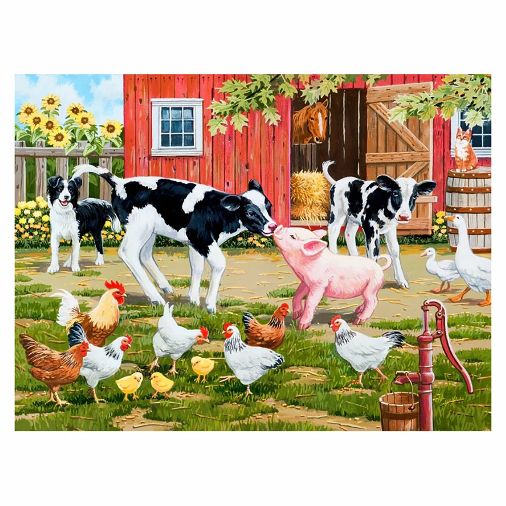 

Diamond painting Cow, Chicken and Pig Farm diy Hand point drilling Full diamond inlaid embroidery craft painting decoration