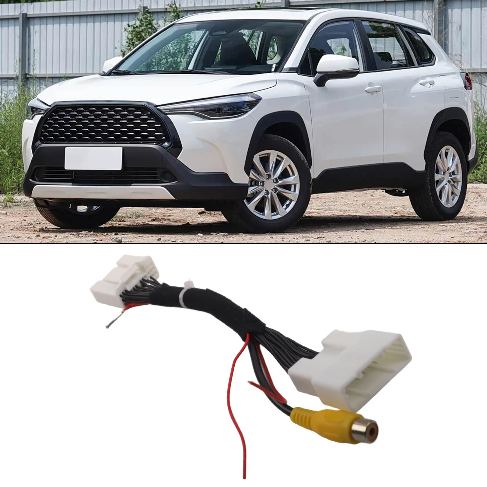 Car Rearview Camera Adapter Cable 30Pin 12V for Toyota Rear View Camera Wire Compatible with Corolla RAV4 Highlander