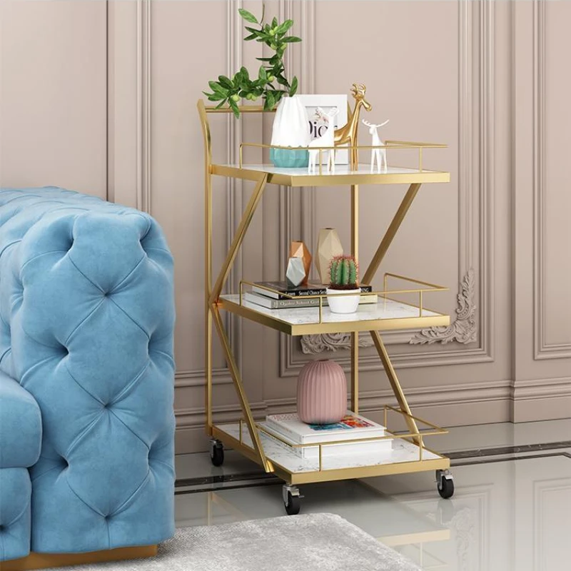 Beauty Salon Skin Management Instrument Cart Metal Beauty Cart Imitation Marble Barber Trolley Stable Load Bearing Storage Cart