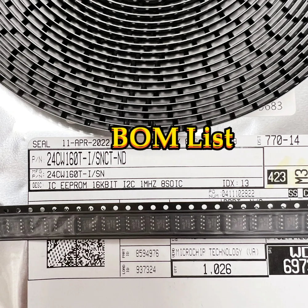 Stock original 24CW160T 24CW160T-I 24CW160T-I/SN EEPROM Memory IC 16KBIT 16Kb (2K x 8) I2C 1MHZ 450 ns 8-SOIC