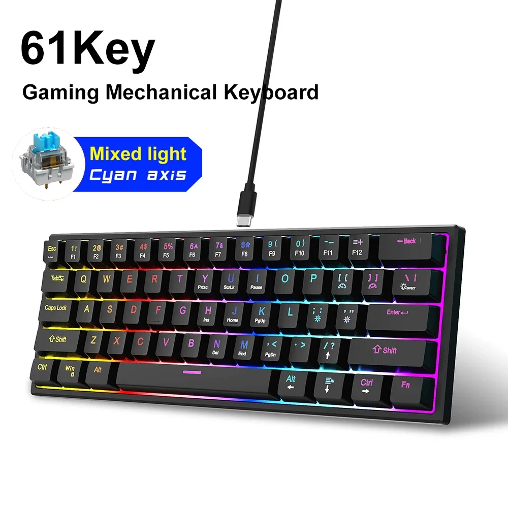 16 RGB Wired Mechanical Keyboard 104 Keys Gaming Keyboard Esports Keyboard Hot-Swappable Ergonomic Keyboard for Laptop Macbook