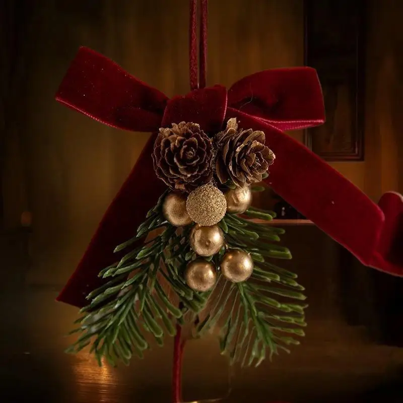 HUAHUAEnchanting Butterfly Knot & Pinecone Bell زينة عيد الميلاد لجميع الأماكنHUAHUA #2