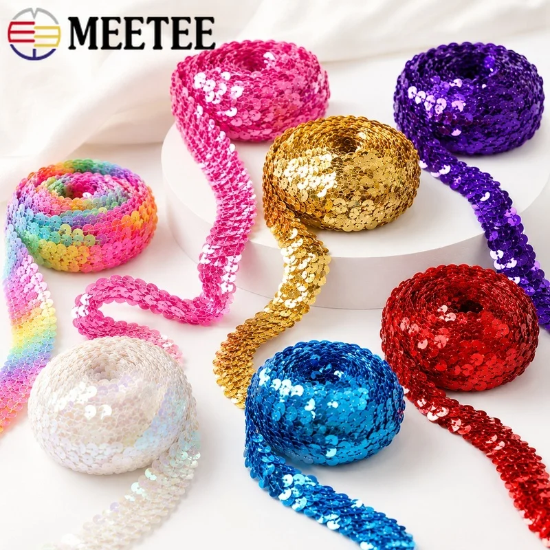 5/10 Meter 2/3 cm Pailletten-Elastikband, Stretch-Paillettenband für Tanzkleider, Kleidung, DIY-Nähzubehör, Material