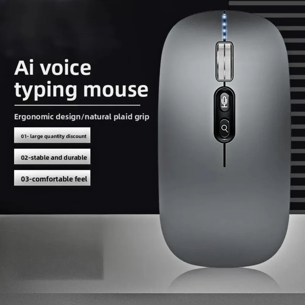Smart AI Voice Typing 3-Mode Wireless Mouse Supports 120 Languages Display Ultra-Thin Portable Silent Office Mouse for Laptop PC