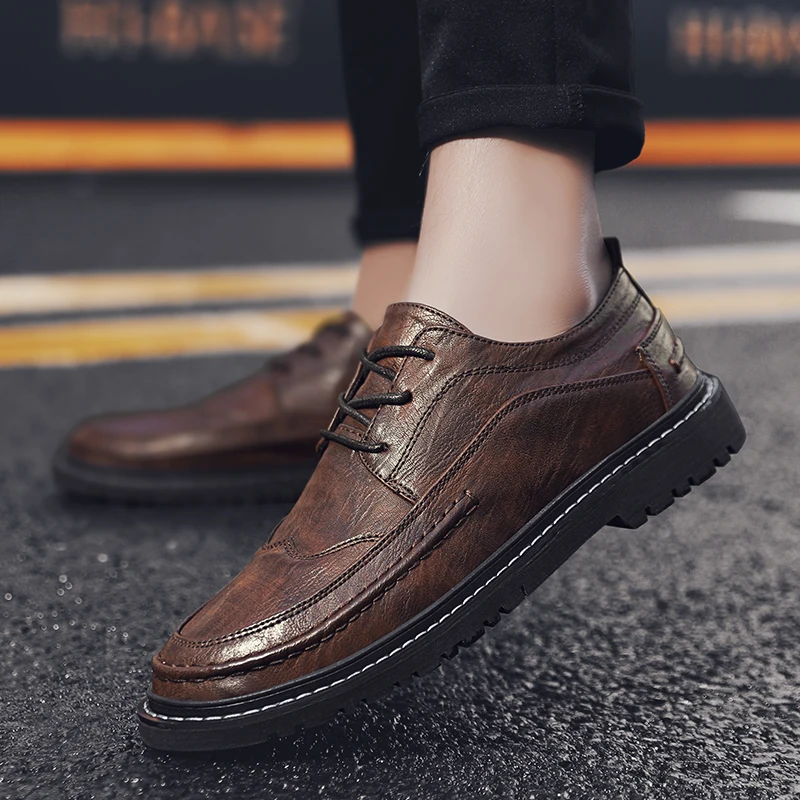 Business Men\'s Casual Shoes Luxury British Man Flats Social Shoe Leather Footwear Oxford Shoes For Men 2022 New