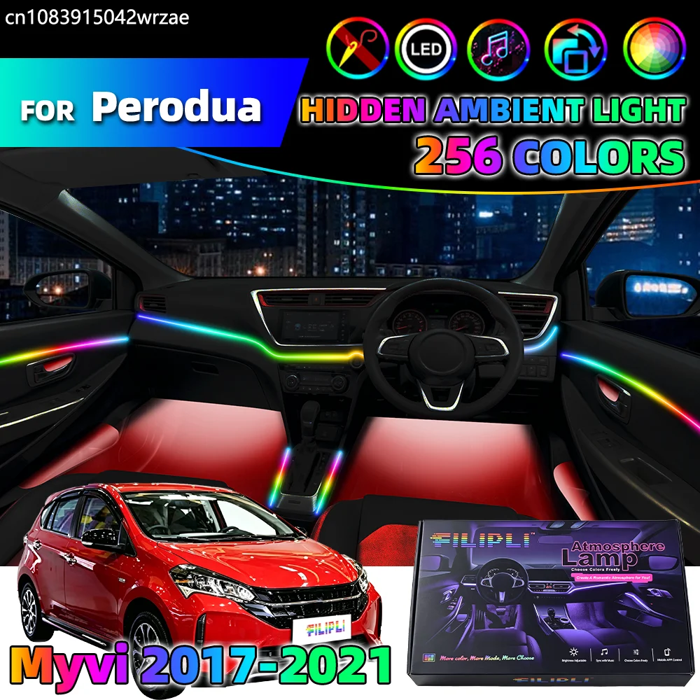 

6 in 1 For Perodua Myvi 2017-2021 Years Car Interior Ambient Lights Strips Breathing Lighting Kit App Control Auto LED strips