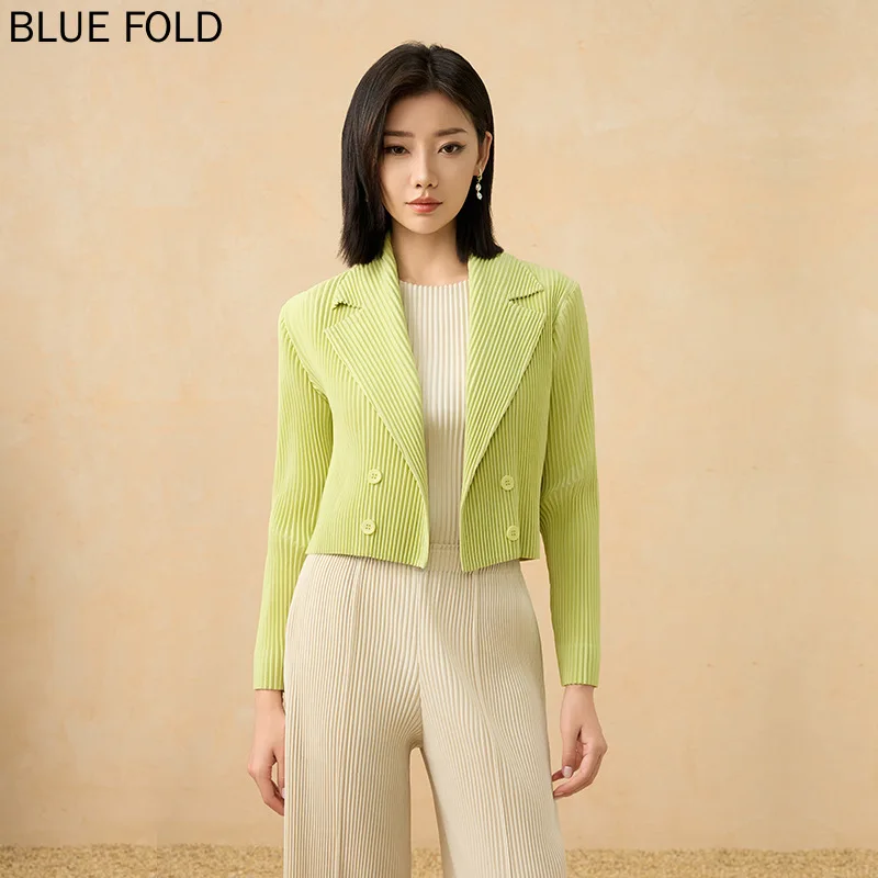 

Miyake Pleated Autumn New Style High-grade Solid Color Suit Jacket Temperament Slim Lapel Long-sleeved Short Jacket