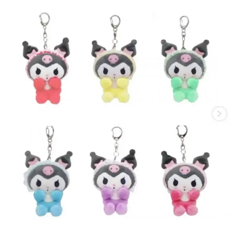 Original Japan Sanrio Kuromi Ghost Child Colorful Headband Doll Hanging Bag Pieces Decorated Doll Keychain Anime Plush Toys