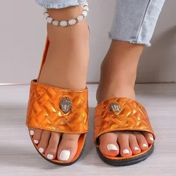 Kurt G Luxe Designer Damesschoenen Zachte Zool Slippers Zomer Nieuw 2024 Grote Outwear Kleurrijke Adelaarskop Dikke Zool Slippers