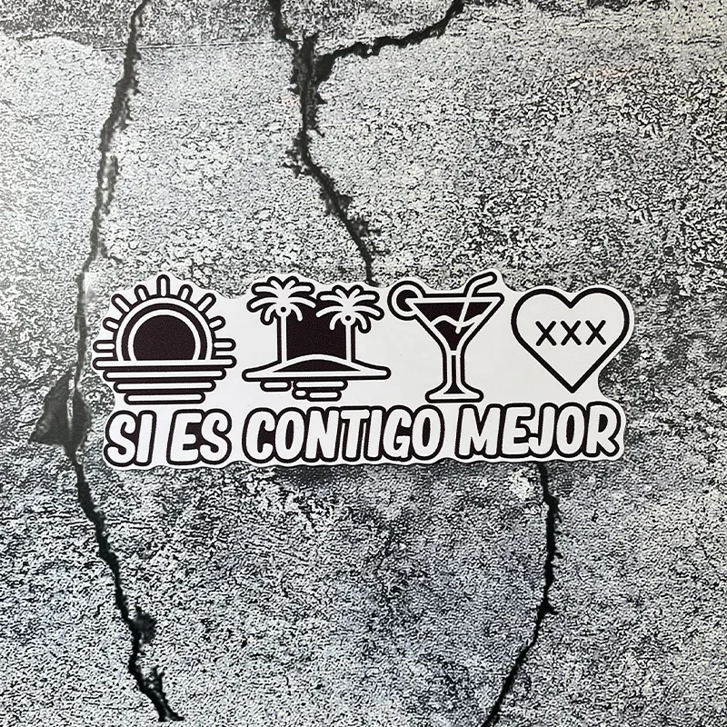 قطعة واحدة من ملصق الثنائي المجسم والأسود "Si Es Contigo Mejor" - فينيل ممتاز لأجهزة الكمبيوتر المحمول والهاتف والسيارة - ديكور أنيق قابل للإزالة #4