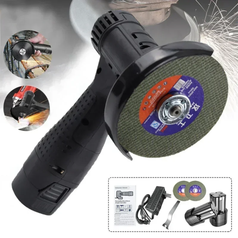 

l 16.8V Mini Angle Grinder with Rechargeable Lithium Battery Cordless Polishing Machine Diamond Cutting with Accessories Tools