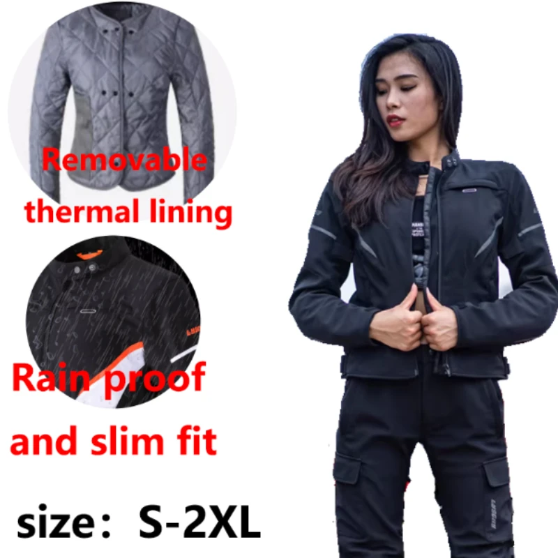 LYSCHY Winter Motorcycle Jacket Women Warm Waterproof Riding Clothing Anti-fall Motocross Wear-resistant motorcycle armor