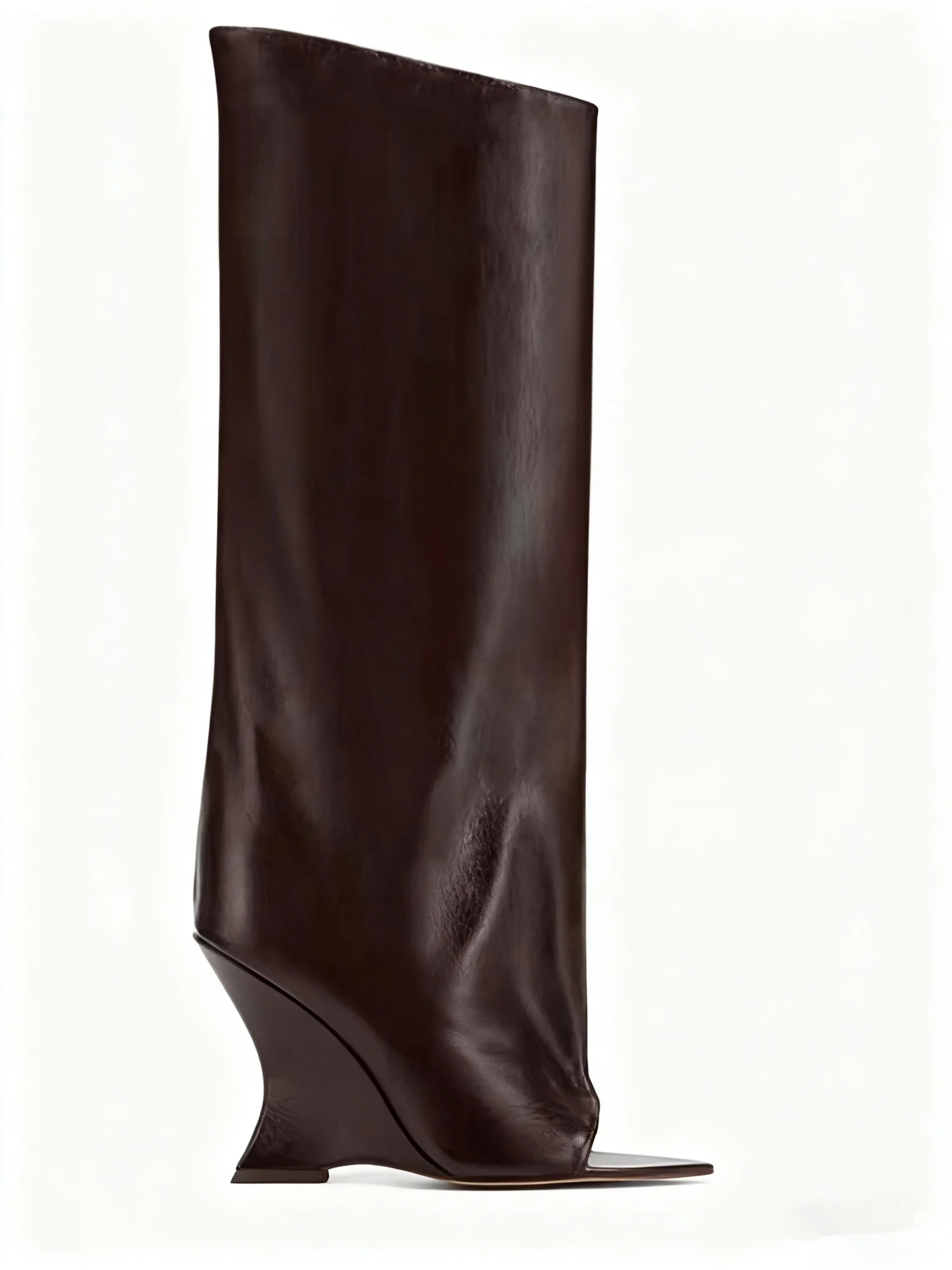 

European And American Fashion Women's Open Toed Fish Mouth Sloping Heel Knee High Cool Boots Ladies Short Boots