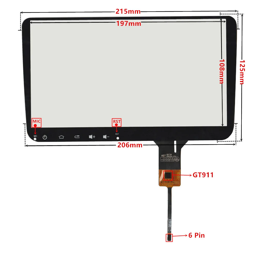 Universal 9 Inch GT911 Capacitive Touch Digitizer For Android Car DVD Navigation Touch Screen Panel Glass With Button