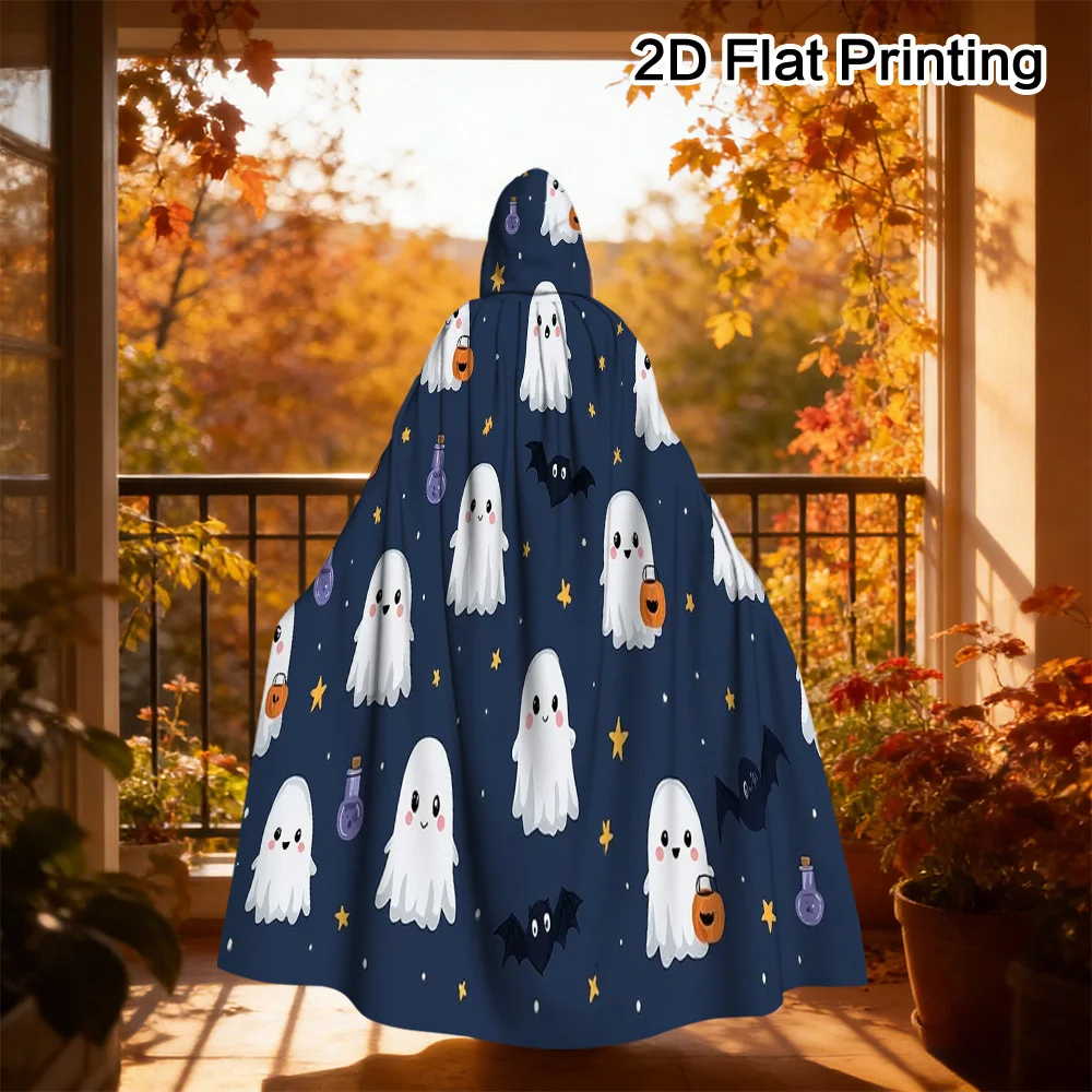 1pc Retro Hooded Cloak Wearable Blanket Suitable for Halloween Carnival Stage Costumes Ghosts Bats Costume Blanket