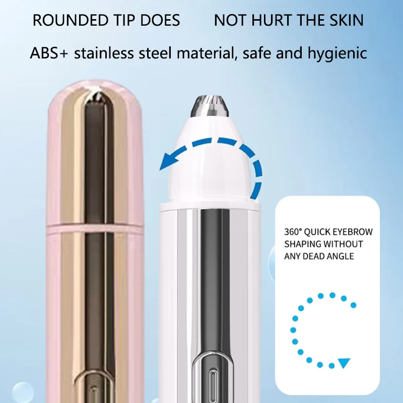 Penna per trimmer sopracciglia elettrica ricaricabile tramite USB per donna, rimozione dei peli del sopracciglio di precisione indolore, strumento di rasoio per rasoio per sopracciglia sicuro