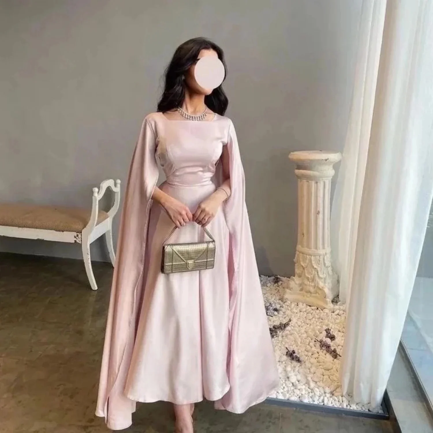 

Pink Women Party Long Bespoke Occasion Gown Evening Dresses Prom Pastrol Unisex Jersey Retro Dubai Saudi Arabic Customized