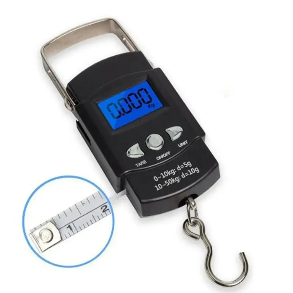 High-Precision Digital Electronic Scale With Measuring Tape Ruler LCD Digital Luggage Scale Portable 50KG