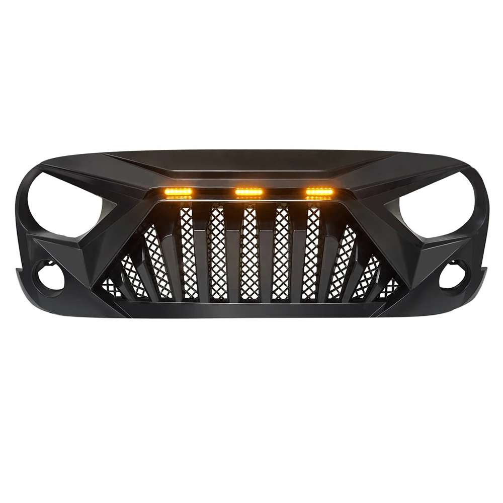 ABS Car Grille Front Goliath Grills Construction & LED Lights Compatible For Jeep Wrangler JK 2007-2017 Bumper Grills Grid Cover