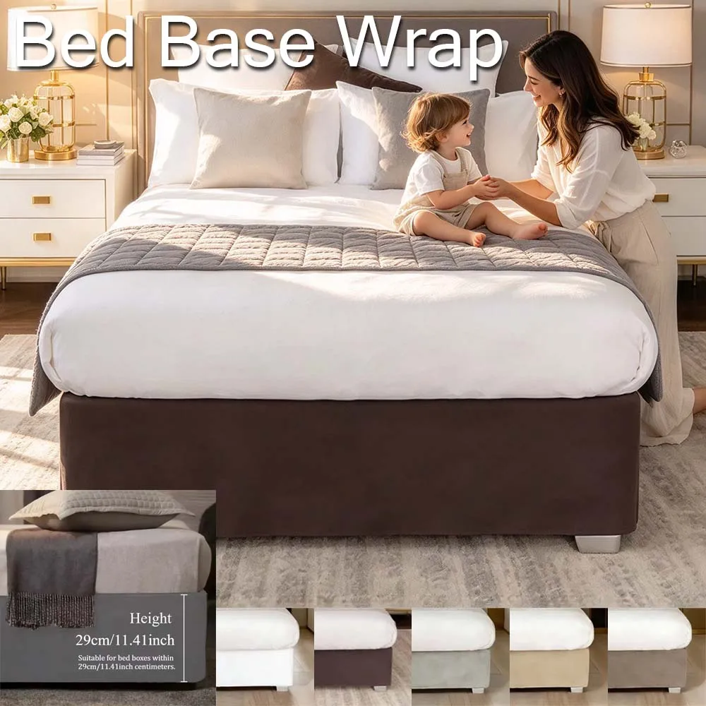 Non-Slip Design Bed Base Wrap Stretchable Bed Skirt Ultra-Soft Bed Cover Replacement Machine Washable for Bedroom Living Room