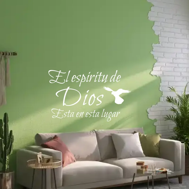 The Spirit Of God Is In this Home Spanish Quote Wall Sticker El espiritu de Dios Spanish christian religious Decal Vinyl # 554 - view 4