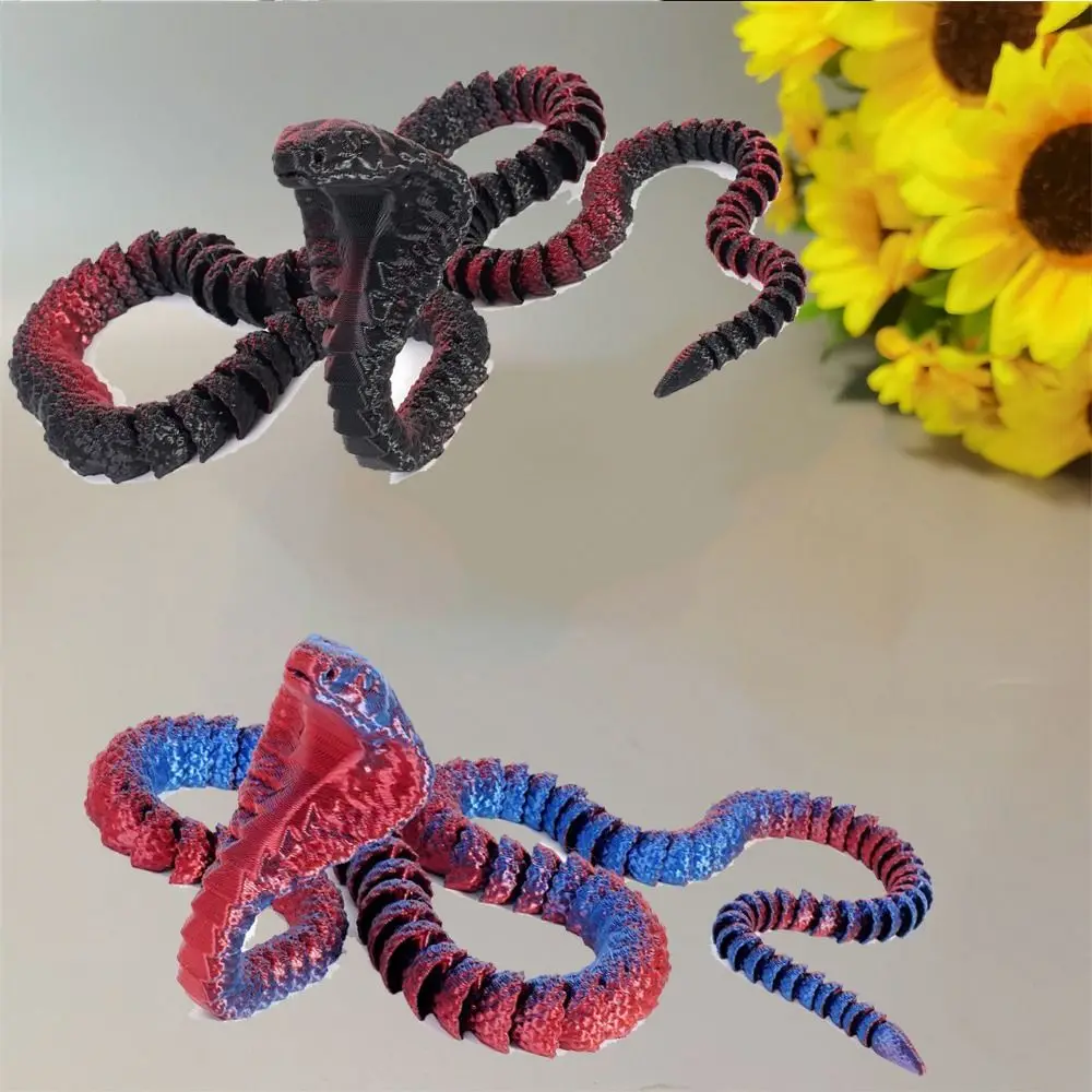 회전 가능한 3D 프린트 뱀 바이퍼, 멀티 컬러 시뮬레이션 뱀 장식, 50.5cm 동물 시뮬레이션 모델, 홈 데코