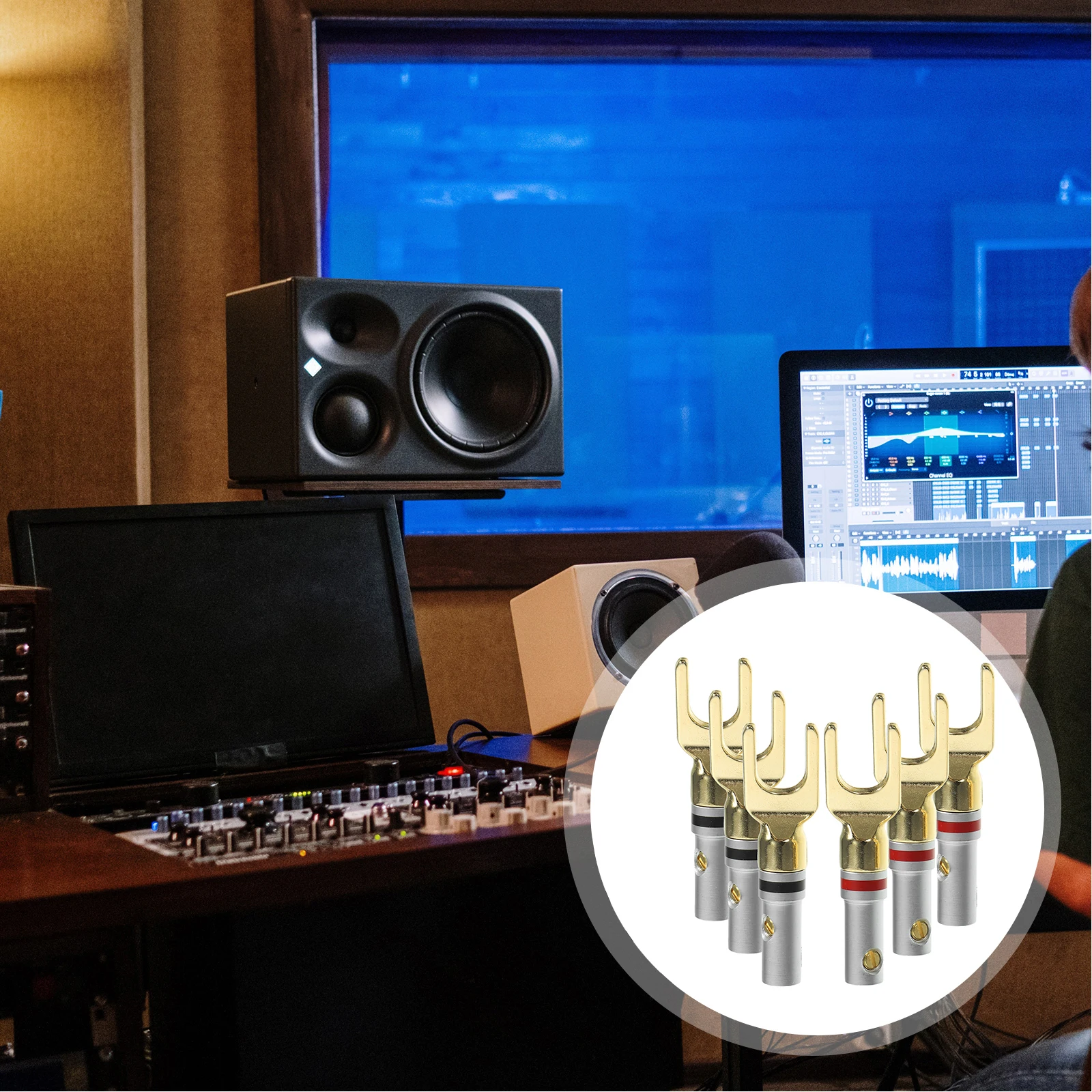 

6pcs Speaker Cable Connector High Fidelity Gold Plated Audio Plug U Shaped Banana Fork Adapter Spade Terminal Speaker Wire