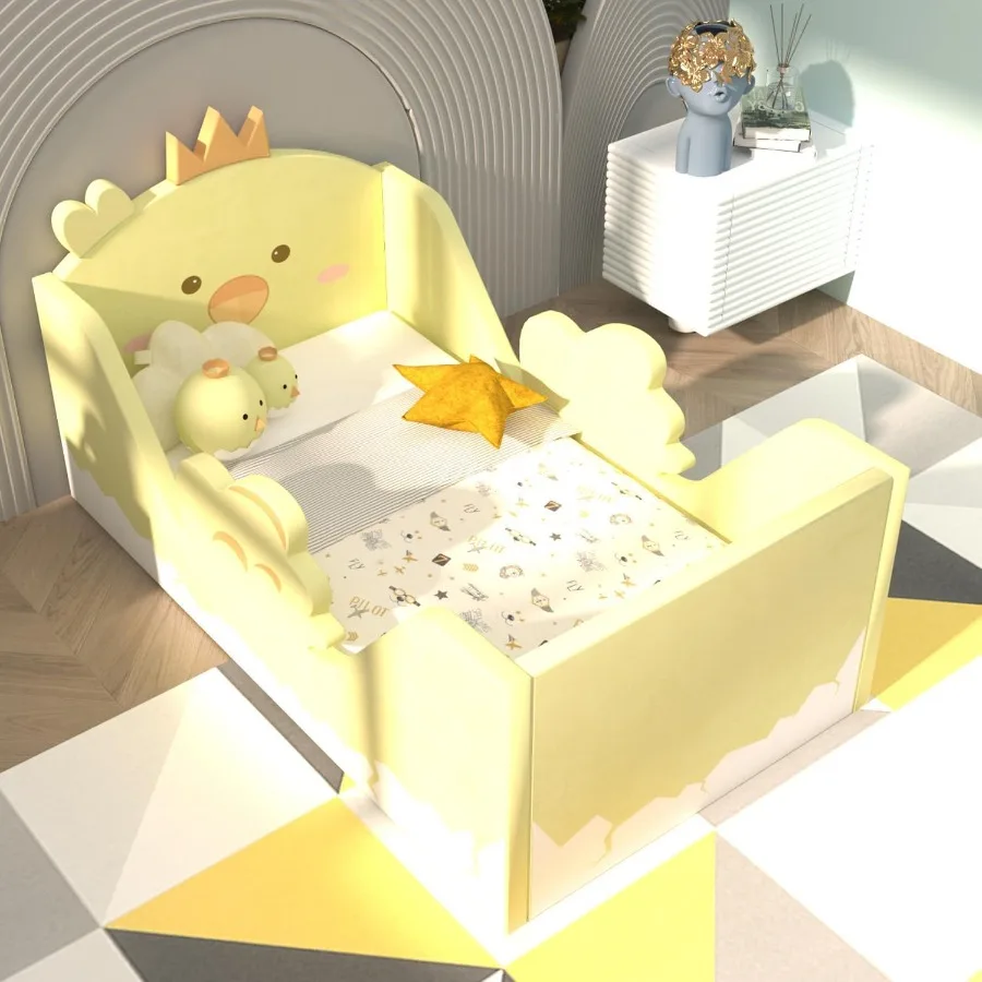 Toddler Beds for Home Use, Polyester Fabric, Gray, Extra Safety Guard Rails Certified Non-Toxic Material