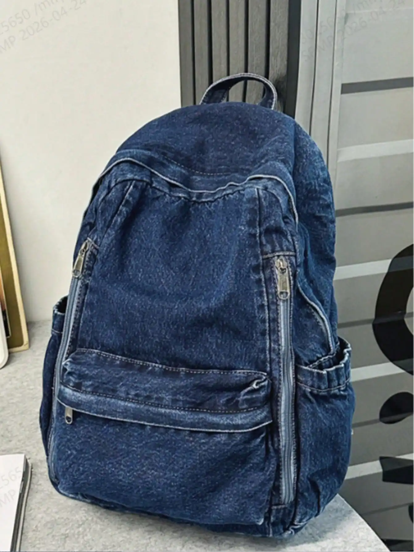 

Unisex Vintage Textured Large Capacity Denim Backpack