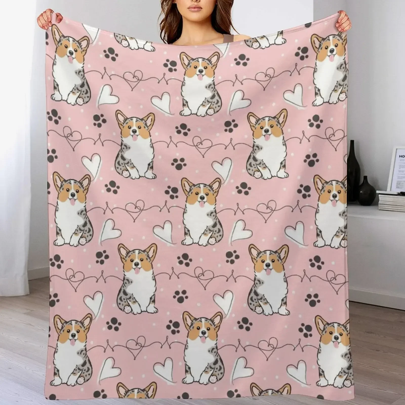 Love Corgi - Blue Merle 3 Throw Blanket Thermal Personalized Gift Giant Sofa christmas gifts Blankets