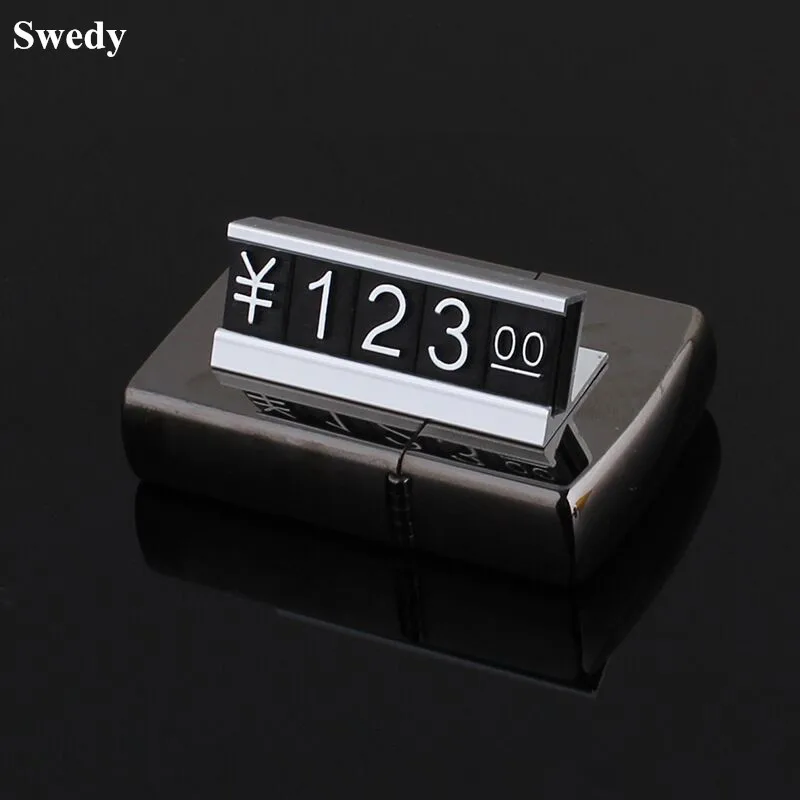 30 Sets Aluminum Adjustable Number Letter Price Cube Tags Pricing Blocks Watch Ring Jewelry Price Label Holder Stand