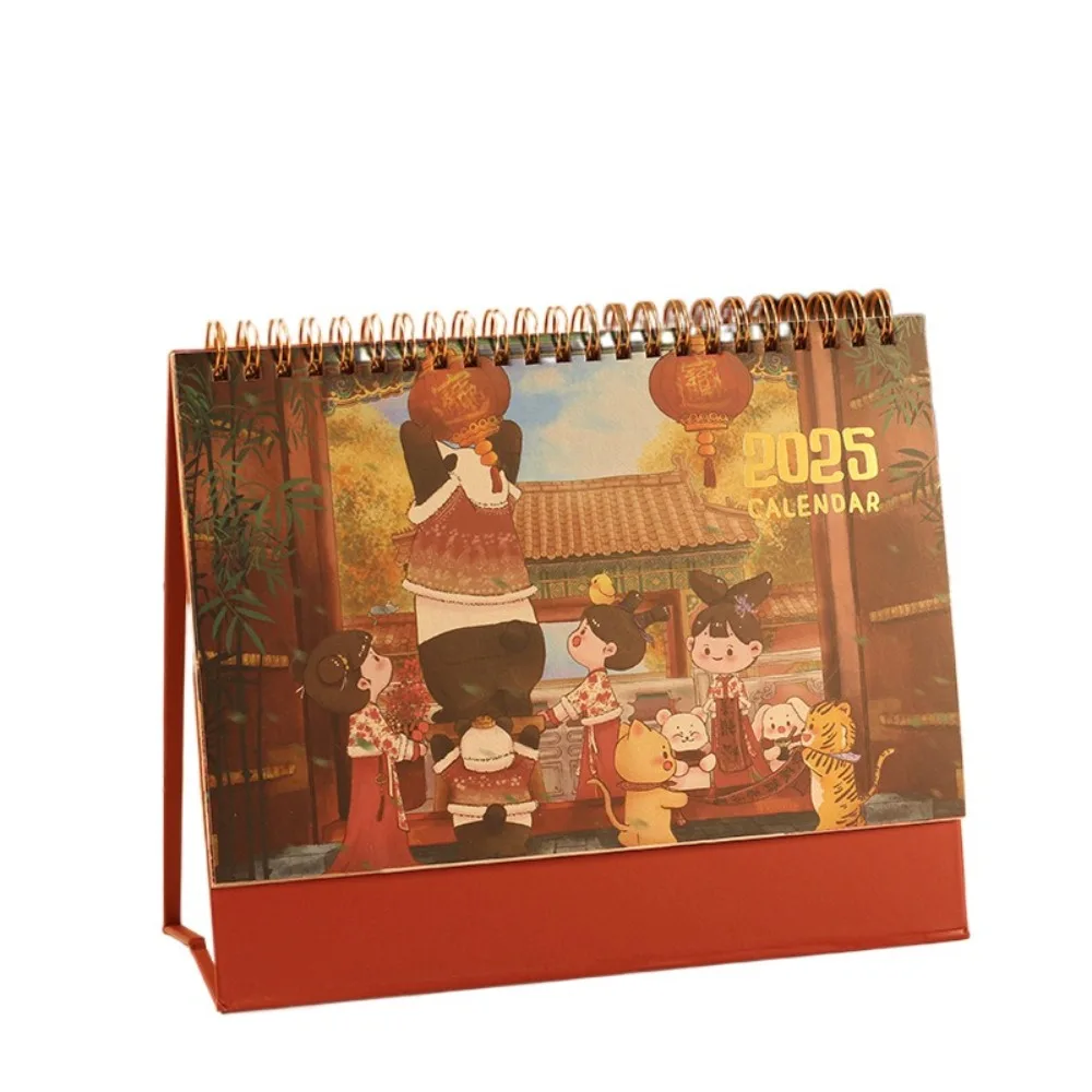 

Ancient Style 2025 New Year Desk Calendar Schedule Daily Monthly Standing Flip Calendar Planning Time Manegement