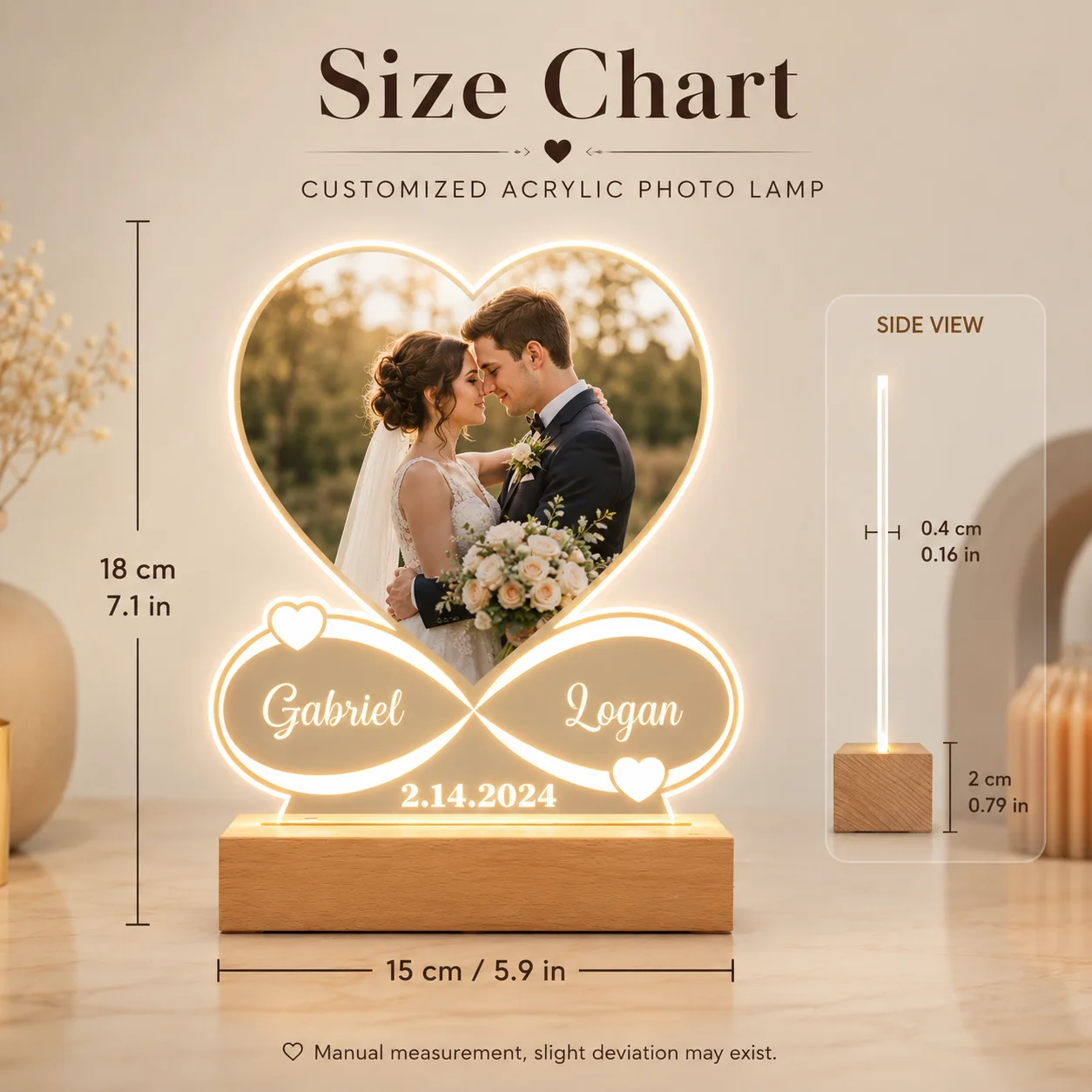 Personalized Acrylic Photo Display Custom Couple Name Date Romantic Wedding Anniversary Gift
