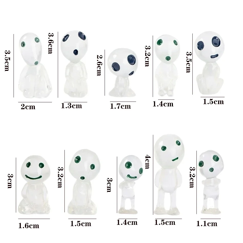 

10 шт. светящиеся духи дерева микро пейзажная фигурка орнамент уличная светящаяся миниатюрная статуя в горшке мини-садовые аксессуары